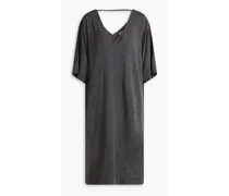 Bead-embellished cutout cashmere and silk-blend midi dress - Gray