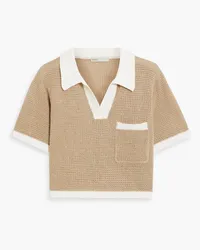 Onia Cropped two-tone linen polo shirt - Neutral Neutral