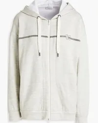 Brunello Cucinelli Bead-embellished cotton-blend jersey sweatshirt - Gray Gray