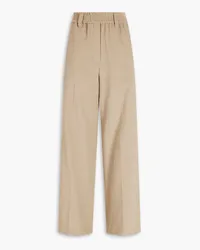 Brunello Cucinelli Bead-embellished cotton-blend corduroy wide-leg pants - Neutral Neutral