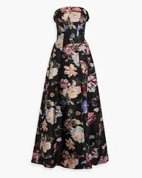 Marchesa Strapless brocade gown - Black Black