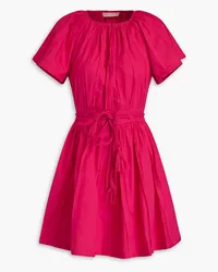 Ulla Johnson Belted gathered cotton-poplin mini dress - Pink Pink