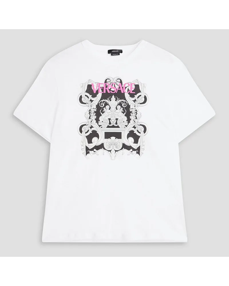 Versace Printed cotton-jersey T-shirt - White White