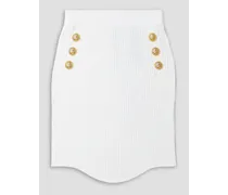 Balmain Embellished stretch-knit mini skirt - White White