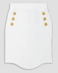 Balmain Embellished stretch-knit mini skirt - White White