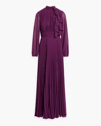 Mikael Aghal Ruffled plissé-chiffon maxi dress - Purple Purple