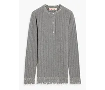 Distressed ribbed wool sweater - Gray
