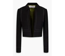 Wool and silk-blend crepe jacket - Black