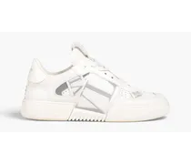 VL79 logo-appliquéd perforated pebbled-leather sneakers - White