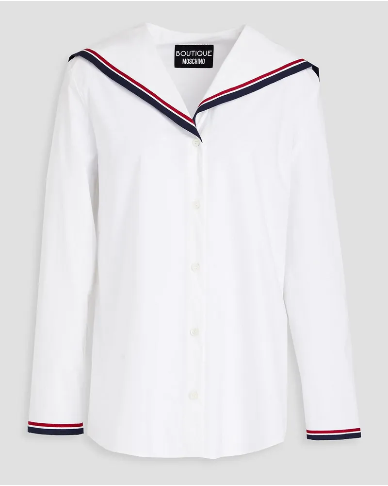 Moschino Striped stretch cotton-poplin shirt - White White