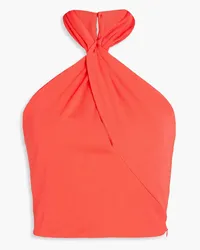 NICHOLAS Kaia cropped twist-front jersey halterneck top - Orange Orange