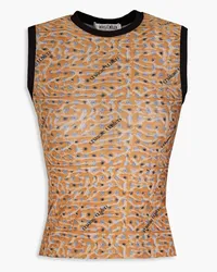 Maisie Wilen Printed stretch-jersey tank - Orange Orange