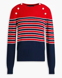 Moschino Button-embellished striped cotton sweater - Red Red