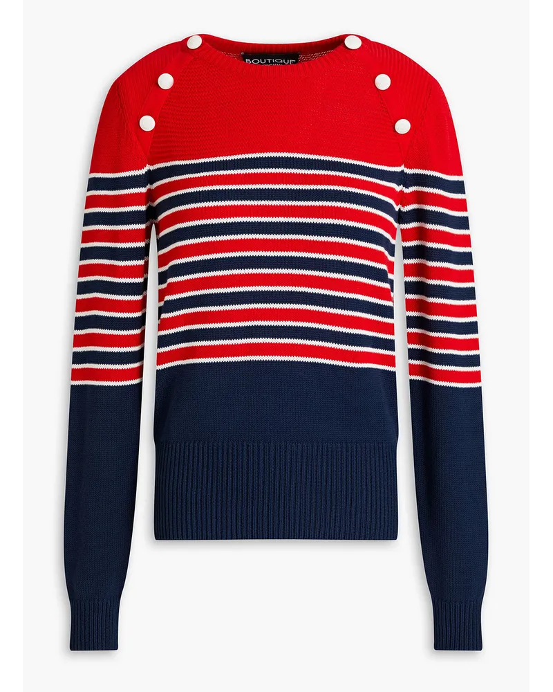 Moschino Button-embellished striped cotton sweater - Red Red