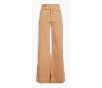 Cotton-blend corduroy wide-leg pants - Neutral