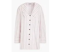 Oversized striped cotton-poplin shirt - Pink