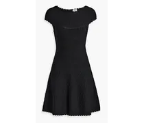 Scalloped jacquard-knit mini dress - Black