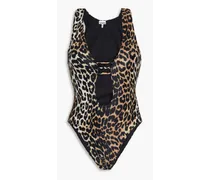 Cutout leopard-print swimsuit - Animal print