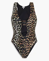 Ganni Cutout leopard-print swimsuit - Animal print Animal