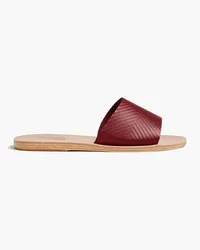 Ancient Greek Sandals Embossed leather slides - Burgundy Burgundy