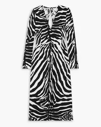 Dolce & Gabbana Ruched zebra-print crepe midi dress - Animal print Animal