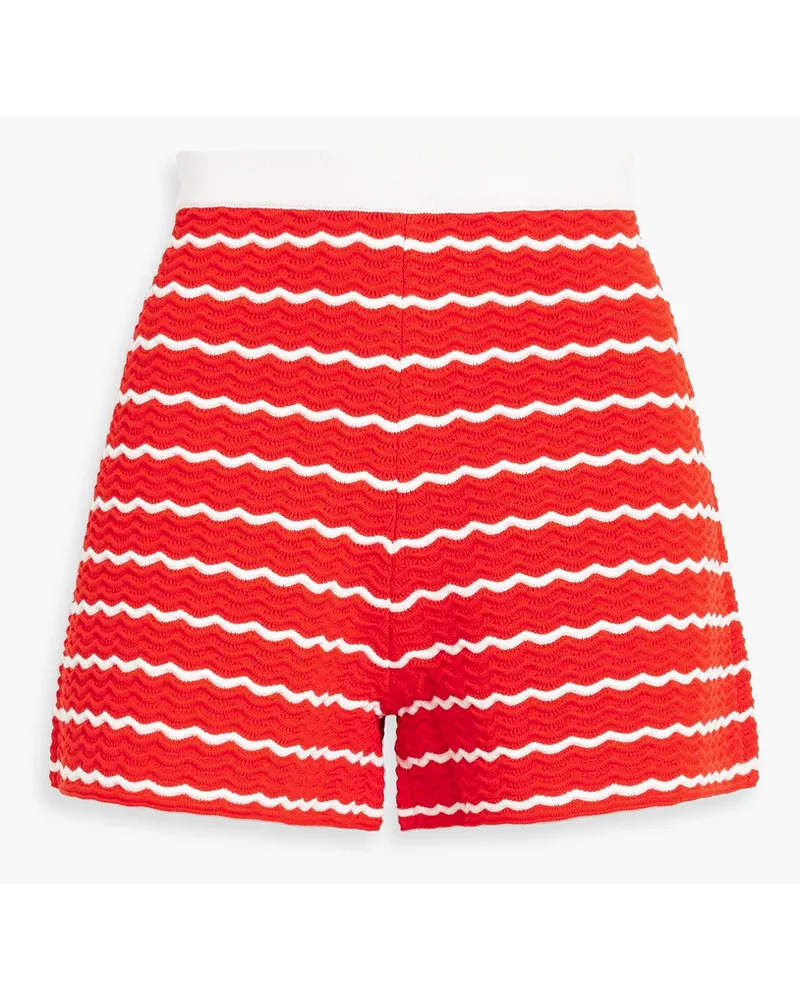 Carolina Herrera New York Striped pointelle-knit shorts - Red Red