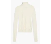 Burnout cotton-blend turtleneck sweater - White