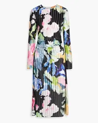 Stine Goya Blackley ruched printed devoré-velvet midi dress - Black Black