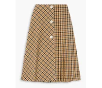 Kalimba pleated checked wool-blend midi skirt - Neutral