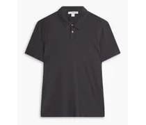 Slub cotton and linen-blend jersey polo shirt - Gray