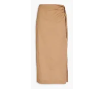 La Jupe draped cotton midi skirt - Neutral