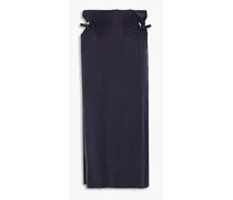 Cutout ring-embellished cupro-blend midi skirt - Blue