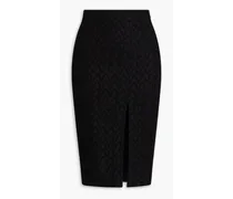 Crochet-knit wool-blend skirt - Black