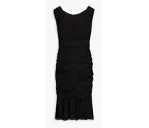 Ruched silk-crepe dress - Black