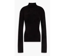 Ribbed chenille turtleneck sweater - Black