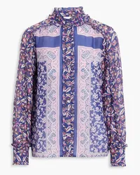 Antik Batik Ilona printed cotton and silk-blend voile shirt - Blue Blue