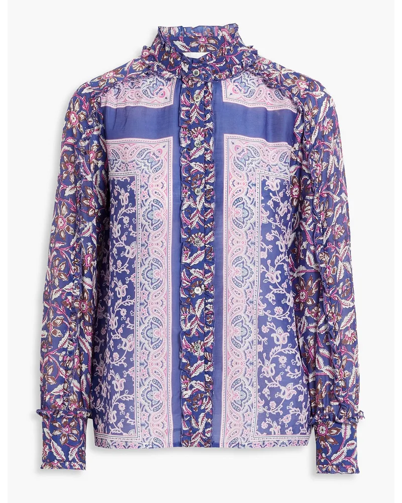 Antik Batik Ilona printed cotton and silk-blend voile shirt - Blue Blue