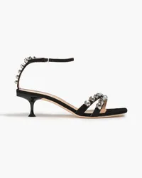 Sergio Rossi Crystal-embellished suede sandals - Black Black