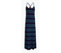 Metallic crochet-knit maxi dress - Blue