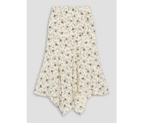 Mac floral-print silk-blend crepe de chine midi skirt - White