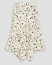 Veronica Beard Mac floral-print silk-blend crepe de chine midi skirt - White White