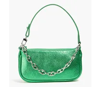 Rachel mini metallic croc-effect leather shoulder bag - Green