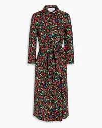 Carolina Herrera New York Belted printed cotton-blend poplin midi shirt dress - Black Black