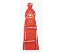 Cuzco Ruby Quipu Knots cutout printed cotton-voile halterneck maxi dress - Red