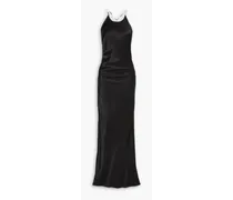 Georgia open-back crystal-embellished silk-satin maxi dress - Black