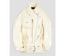 Cutout patent-leather biker jacket - White