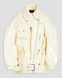 Simone Rocha Cutout patent-leather biker jacket - White White