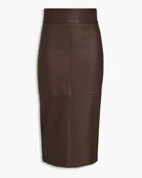 Brunello Cucinelli Leather midi pencil skirt - Brown Brown