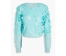 Alice Olivia - Sequined cotton-blend sweater - Blue