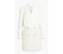Chiara button-detailed twill and metallic tweed mini dress - White